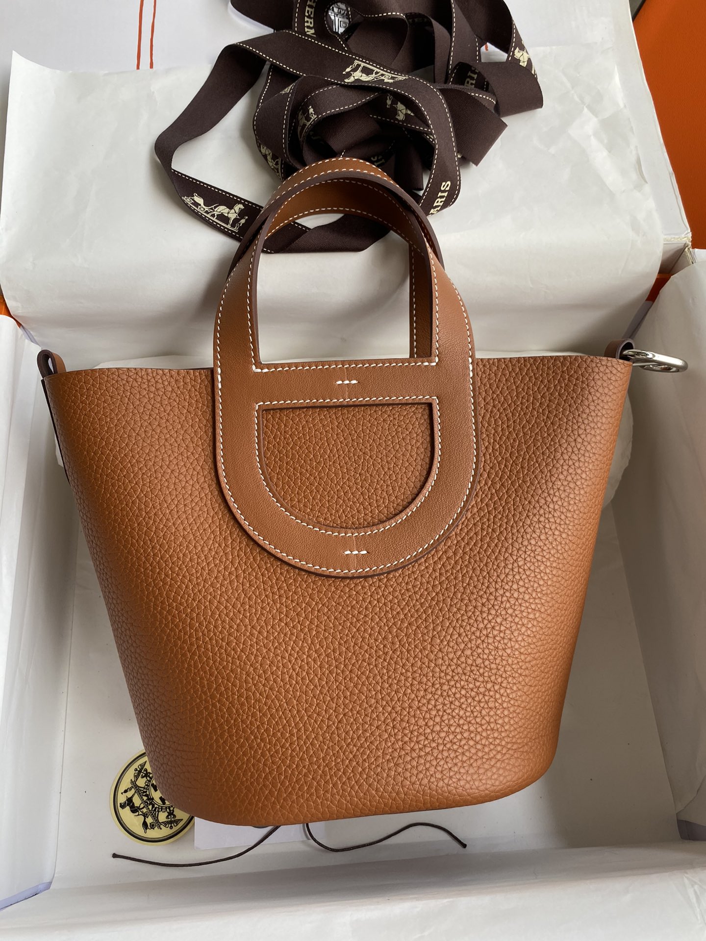 Hermes In The Loop 18 Bag In Brown Clemence Leather